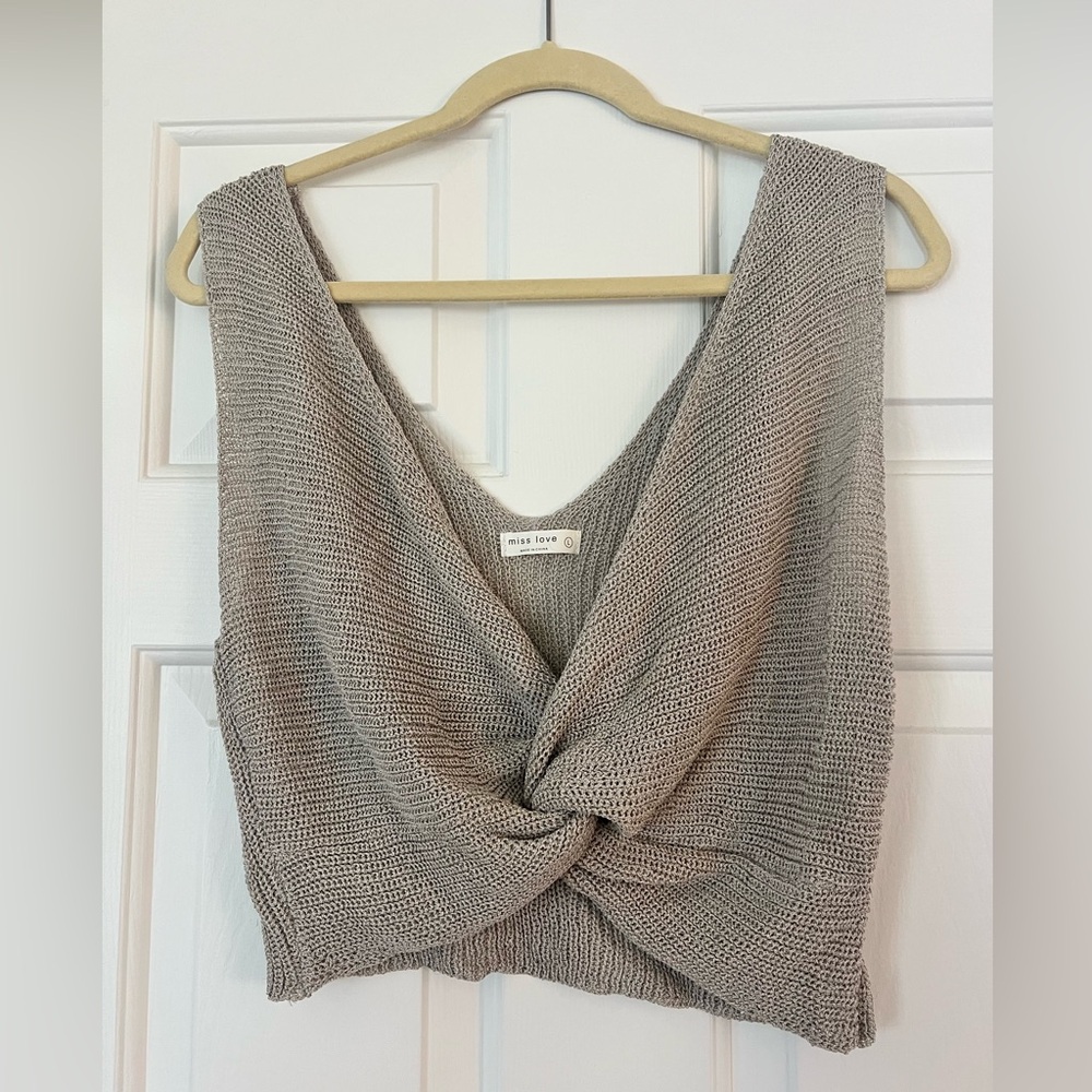 Elegant Taupe Knit Crop Top